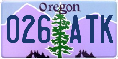 OR license plate 026ATK