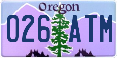 OR license plate 026ATM