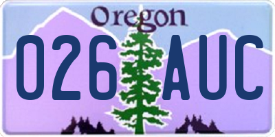 OR license plate 026AUC