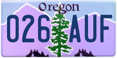 OR license plate 026AUF