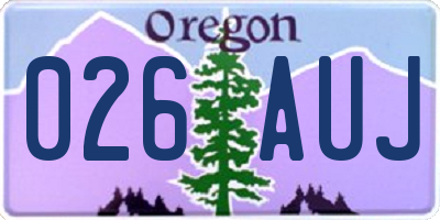 OR license plate 026AUJ