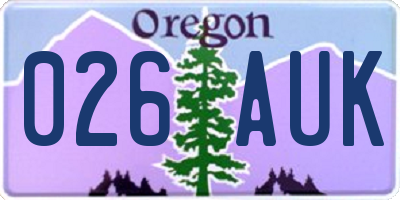 OR license plate 026AUK