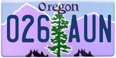 OR license plate 026AUN