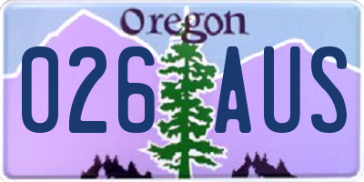 OR license plate 026AUS