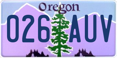 OR license plate 026AUV