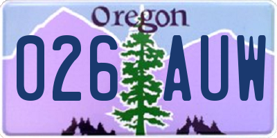 OR license plate 026AUW