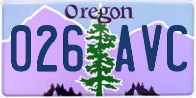 OR license plate 026AVC