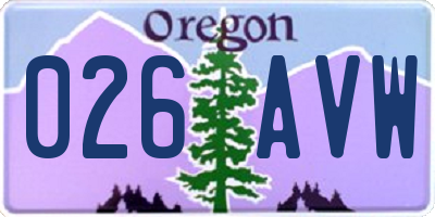 OR license plate 026AVW