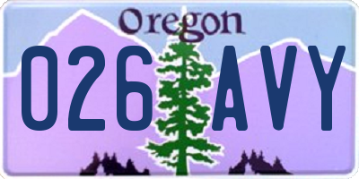 OR license plate 026AVY