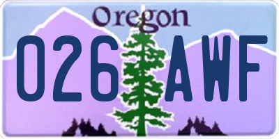OR license plate 026AWF
