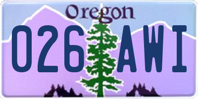 OR license plate 026AWI