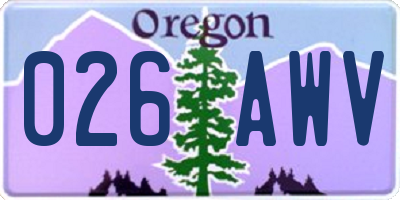 OR license plate 026AWV