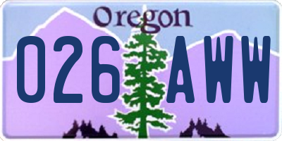 OR license plate 026AWW