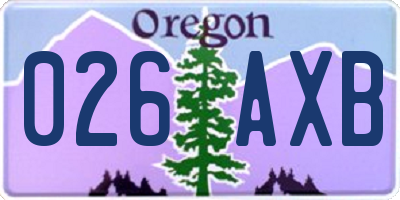 OR license plate 026AXB