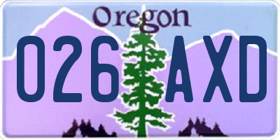 OR license plate 026AXD