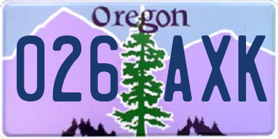 OR license plate 026AXK