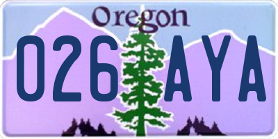 OR license plate 026AYA