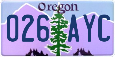 OR license plate 026AYC