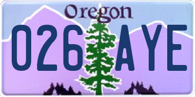 OR license plate 026AYE