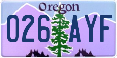 OR license plate 026AYF