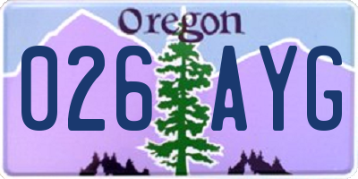 OR license plate 026AYG