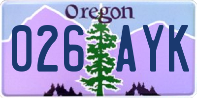 OR license plate 026AYK