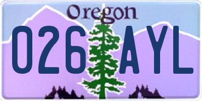 OR license plate 026AYL