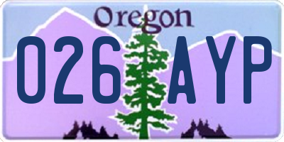 OR license plate 026AYP
