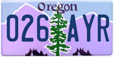 OR license plate 026AYR