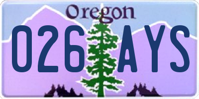 OR license plate 026AYS
