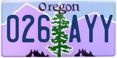 OR license plate 026AYY