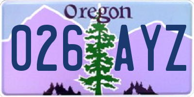OR license plate 026AYZ