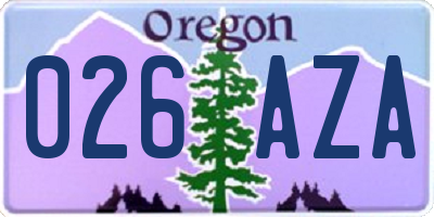 OR license plate 026AZA