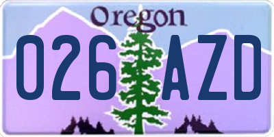 OR license plate 026AZD