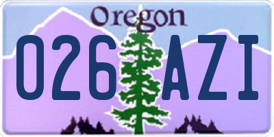 OR license plate 026AZI