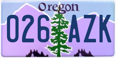 OR license plate 026AZK