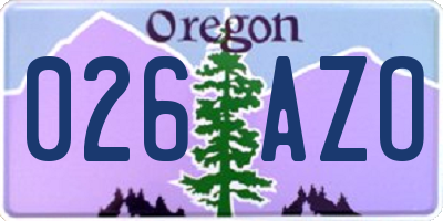 OR license plate 026AZO