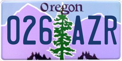 OR license plate 026AZR