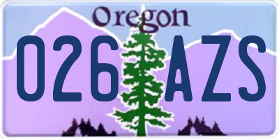 OR license plate 026AZS