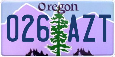OR license plate 026AZT