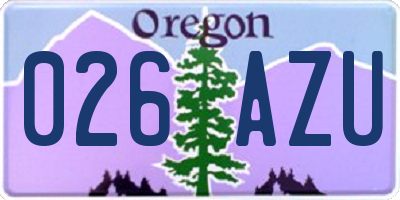 OR license plate 026AZU