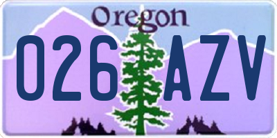 OR license plate 026AZV