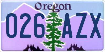 OR license plate 026AZX