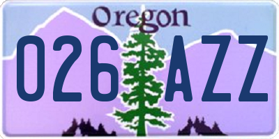 OR license plate 026AZZ