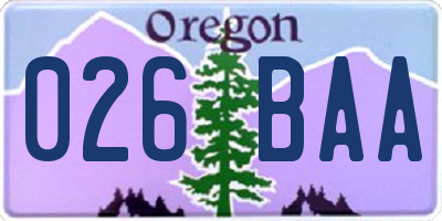 OR license plate 026BAA