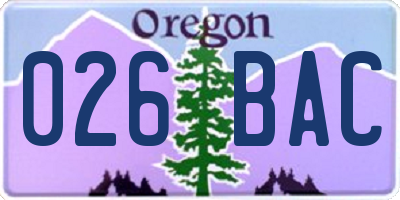 OR license plate 026BAC