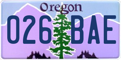 OR license plate 026BAE