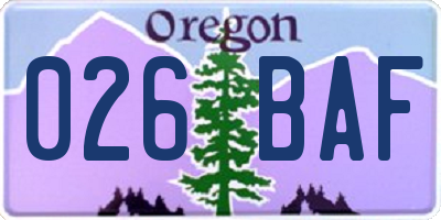 OR license plate 026BAF
