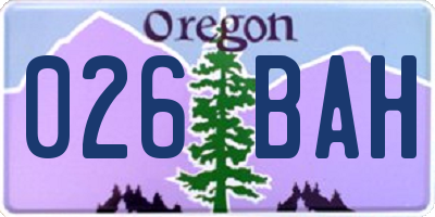 OR license plate 026BAH