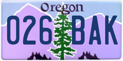 OR license plate 026BAK